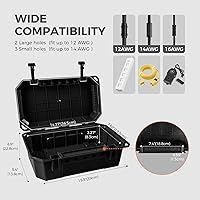 Vista 9 de WELKIN Caja Eléctrica Resistente para Exteriores (15.3 * 8.9 * 5.4 pulgadas), Cubierta de Cable de Extensión Impermeable Resistente a la Intemperie