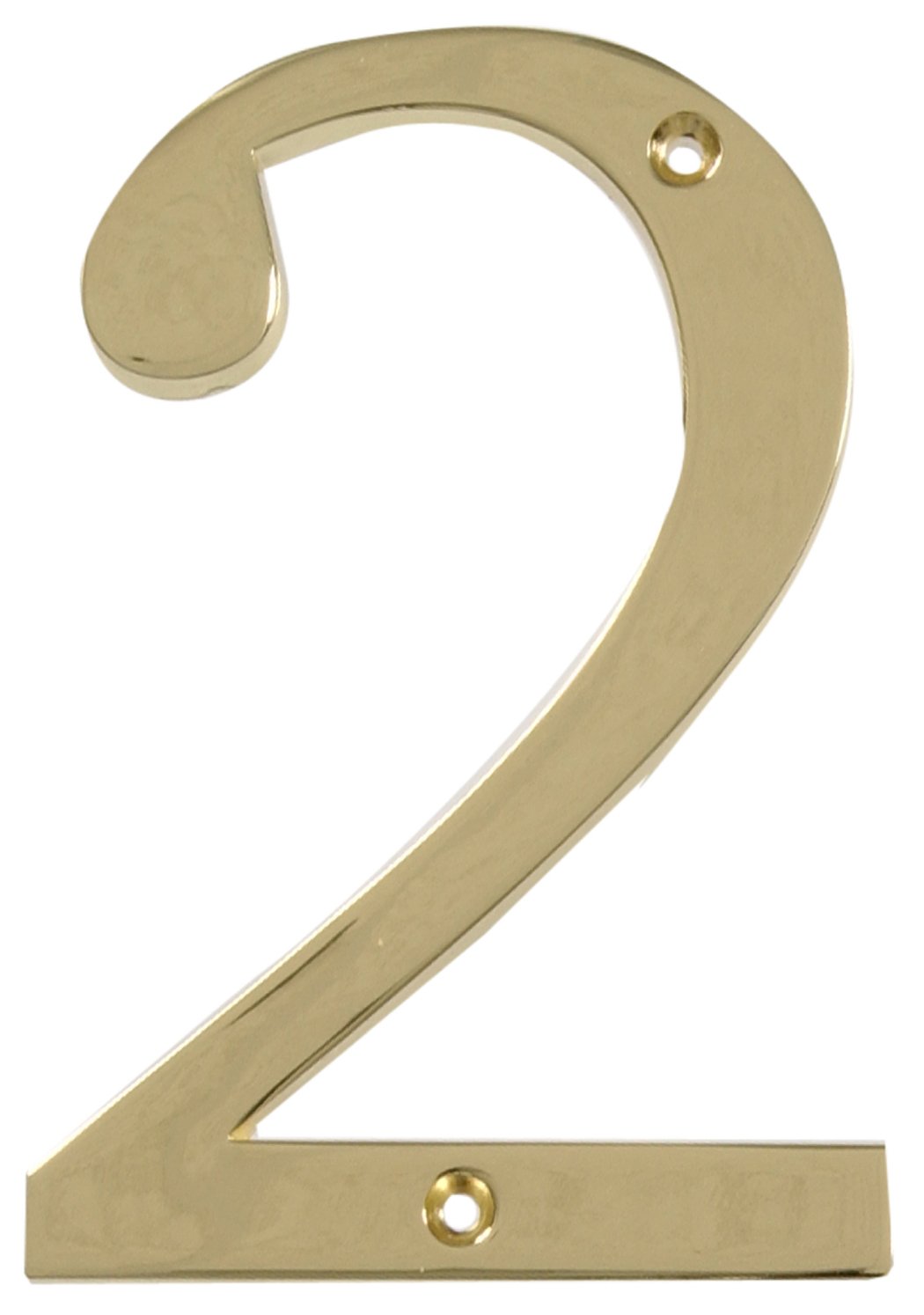 Distinctions by Hillman 843152 4-Inch Flush-Mount Polished Brass House Number 2