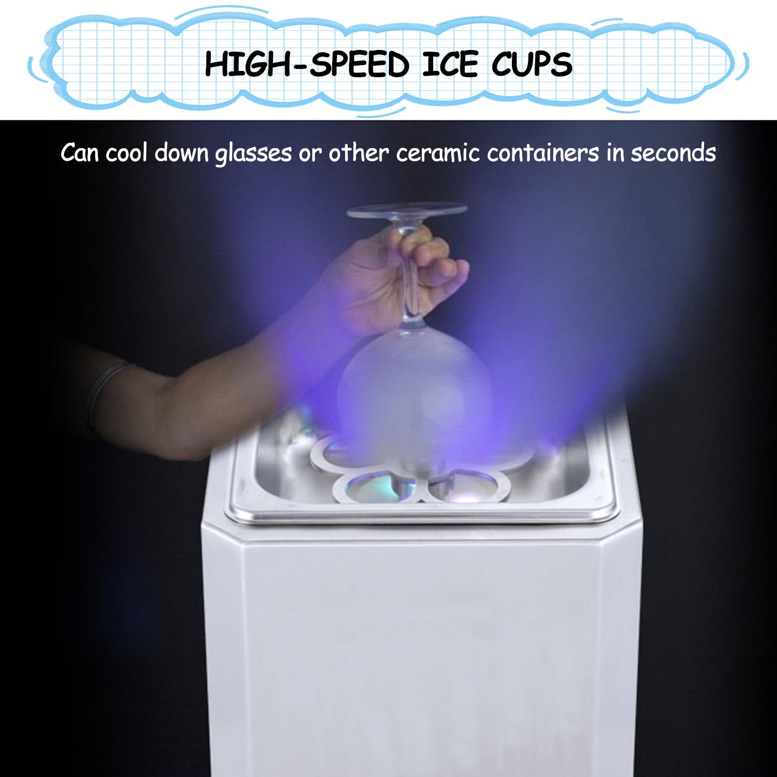 Glas Froster Chiller, Mini CO2 Glas Gefrierschrank für Wein, Cocktails & Bier, friert Gläser bis -45°C ein, LED-Neonlicht, ideal für Mixgetränke und Partys