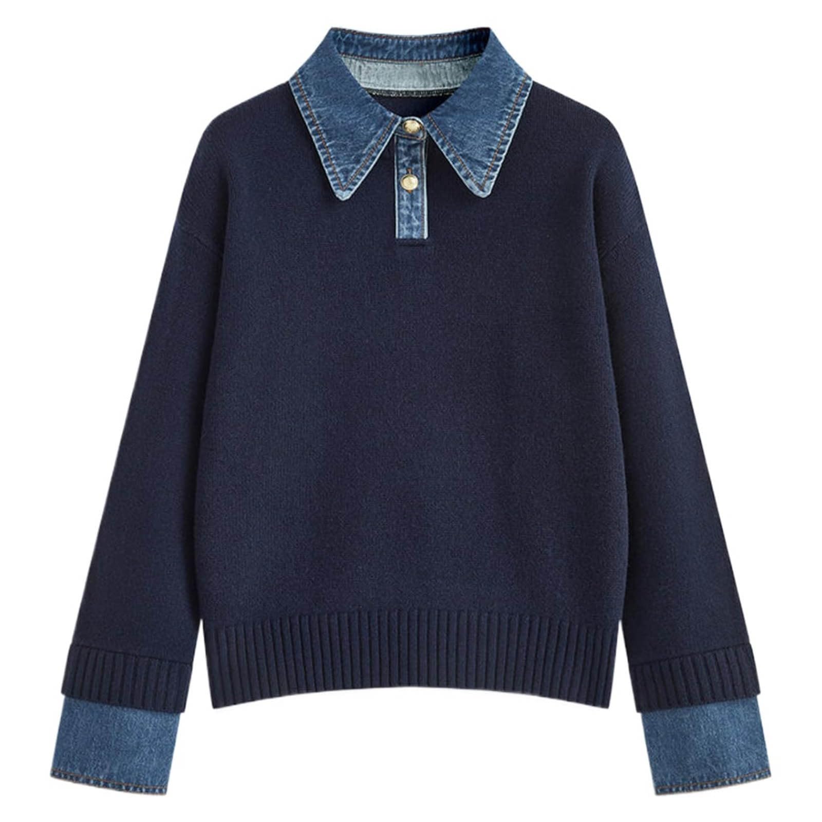 Oversized Sweaters for Women Cozy Chunky Long Sleeve Mock Turtleneck V Neck Button Down Denim Polo Pullover Tunic Sweaters