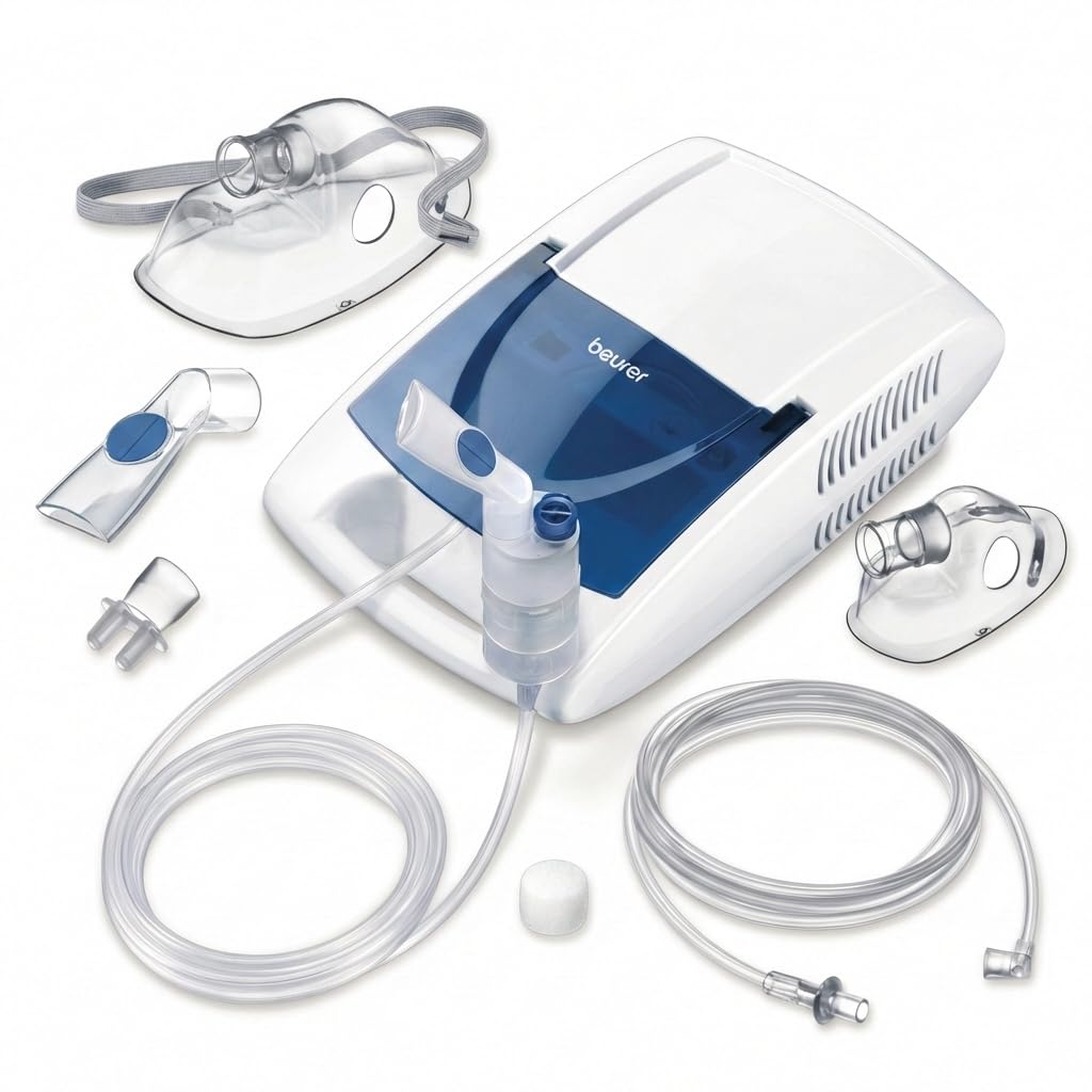 Beurer IH 21 Home-Use Nebulizer | Electric Inhaler for Nebulizing Liquid Medication for Colds | Asthma and Respiratory Diseases | Compressed Air Technology | 5 Years Warranty