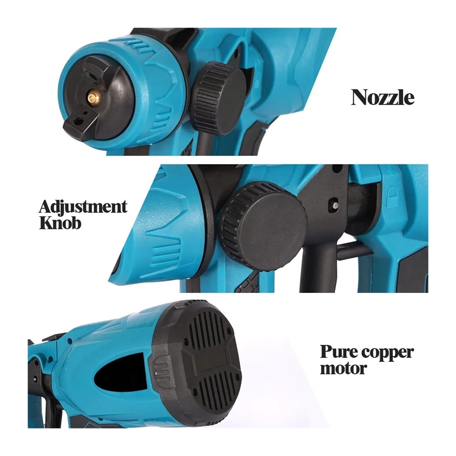 800ml Elektryczny Pistolet Natryskowy Power Home Bezprzewodowy Elektryczny Pistolet Do Malowania Natryskowego Akumulatorowe Pokrętło Regulacji Do Akumulatora 18V(Blue 2Battery Set)