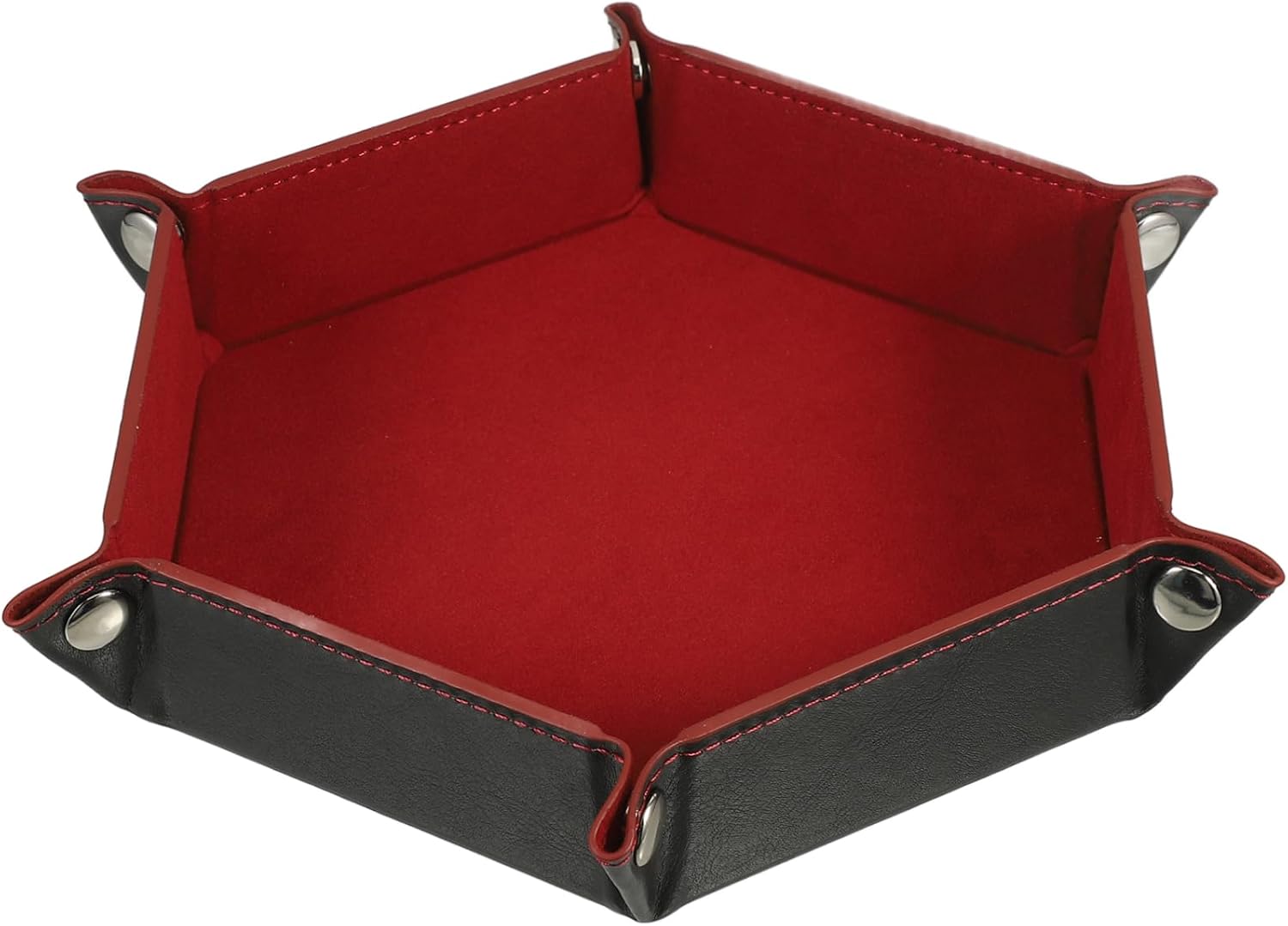Foldable Dice Storage Box, Hexagonal PU Velvet Tabletop Tray