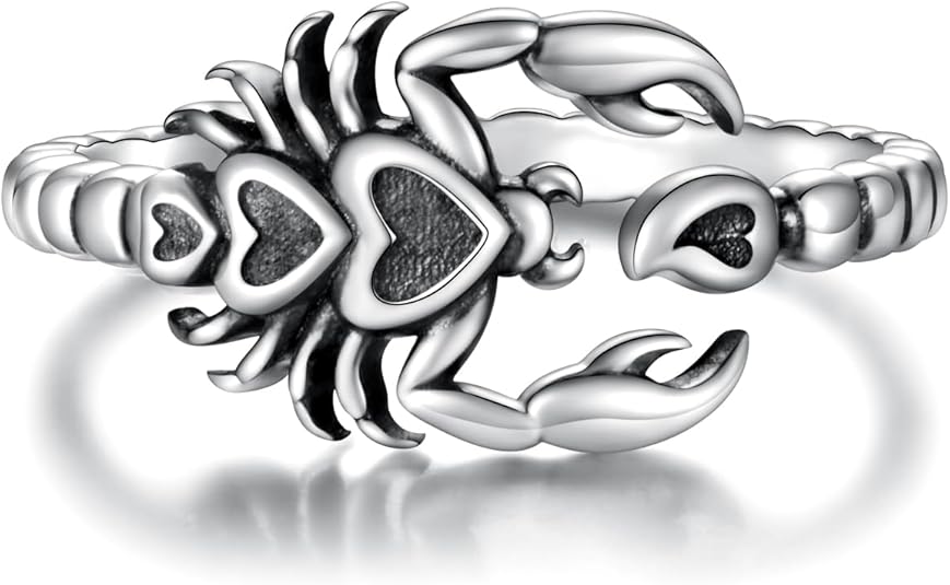 925 Sterling Silver Scorpion Ring Adjustable Scorpio Zodiac Constellation Dragonfly Jewelry Gifts for Women