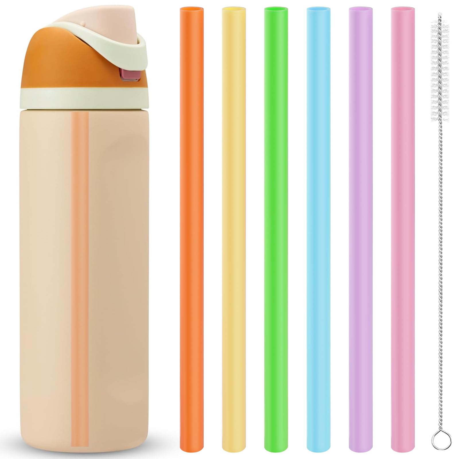 Replacement Straws Compatible with Owala Freepsip 24oz,32oz Water Bottle,Replacement Parts For Owala Free Sip Sway 30 oz,Include 6 BPA-FREE Straws and 1 Cleaning Brush