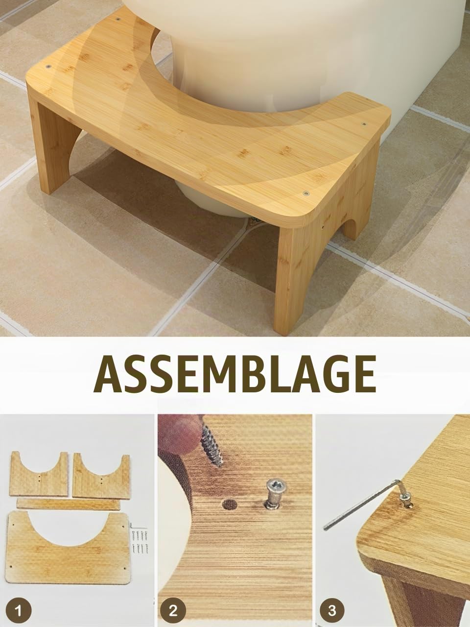 MAGIC SELECT Tabouret de Toilette en Bois, Marche Ergonomique pour Salle de Bain, Multifonctionnel. Aide la Posture Naturelle des Dépôts Soulage l’intestin pour Les Enfants et Les Adultes.