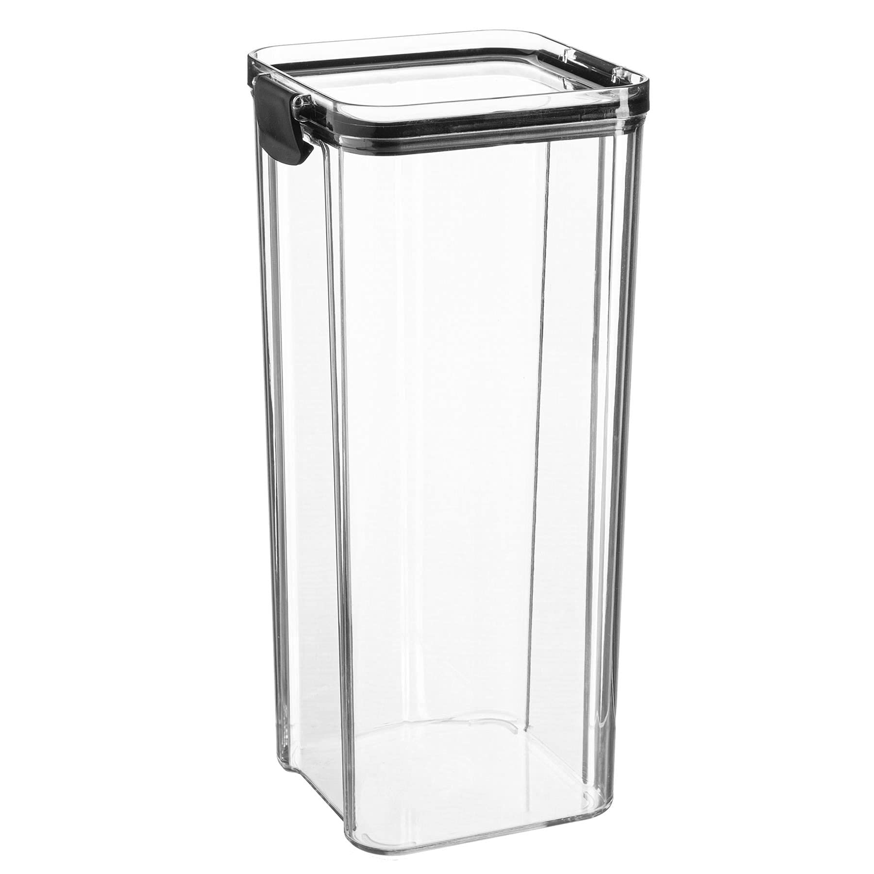 Argon Tableware Food Storage Container - 1.8L - Black - Pack of 1 - Clear Airtight Reusable Stackable Freezer Storage Meal Prep Container Lunch Tupperware Box with Clip-Lock Lid