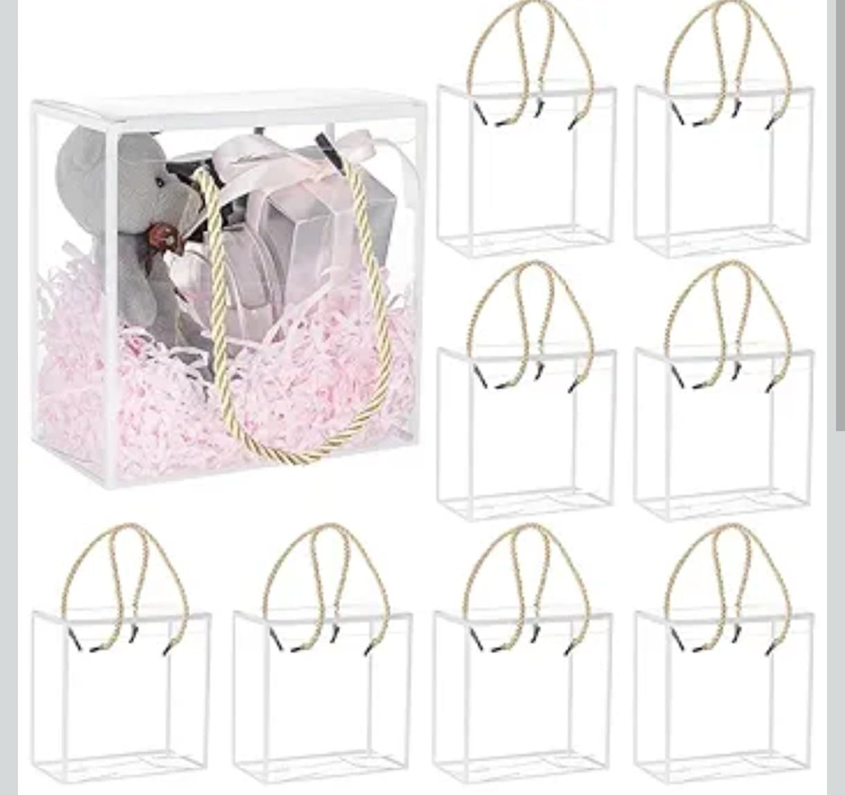 VRB Dec 5 Pcs Big White Transparent Gift Boxes Packaging Hamper Boxes for Guddy bags,Return Gifts,Birthday Party,Baby Shower, Wedding,Diwali,Deepawali,Navratri,Gifting (5 Pcs Big White Transparent Gift Box)
