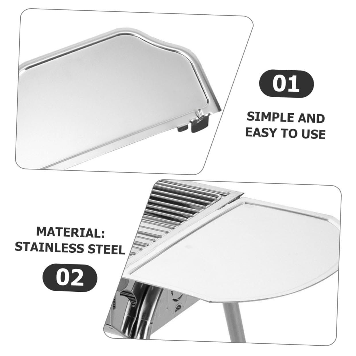 Ripiano Laterale in Acciaio Inox per Griglia, Scaffale Portaoggetti Multifunzionale per Barbecue, Mensola per Tavolo da Picnic Adatta a Feste e Barbecue All’aperto