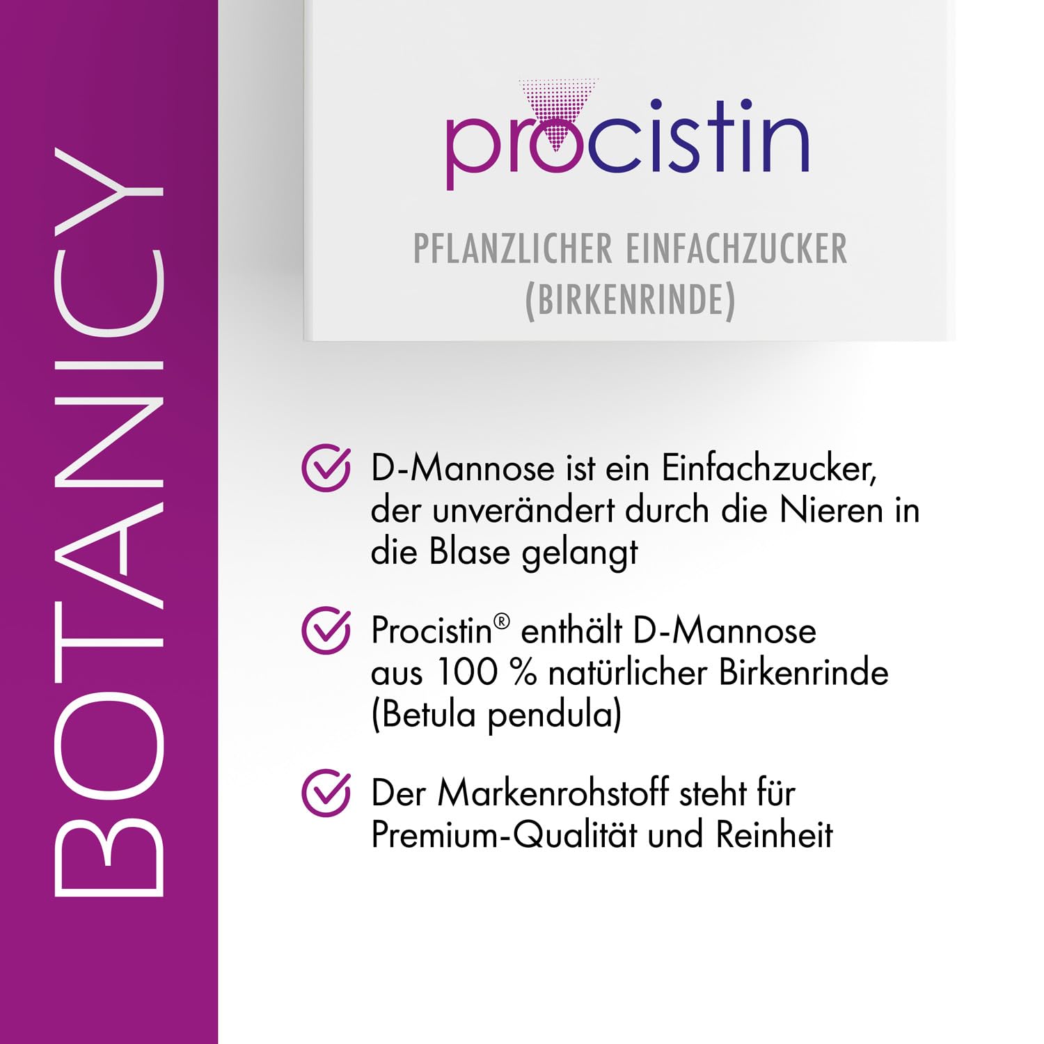 BOTANICY D-Mannose + Cranberry Akut - Bei Blasenentzündung & Harnwegsinfektion - PROCISTIN® D-Mannose-Pulver mit Cranberryextrakt - inkl. Löwenzahn, Ohne künstliche Zusätze & Gentechnik
