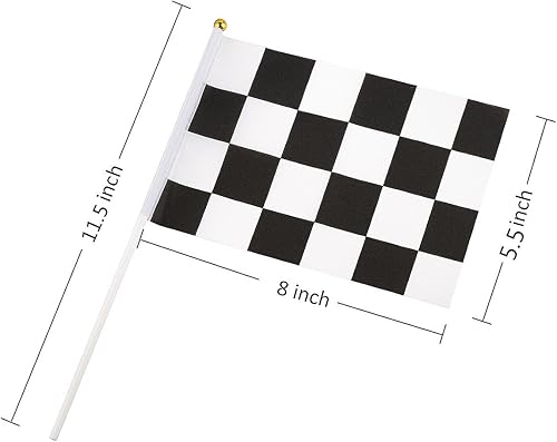Miniatura 2 de Cloud-X - 30 banderas a cuadros de 8 x 5.5 pulgadas, banderas de poliéster de carreras con palos de plástico, bandera de carreras en blanco y negro