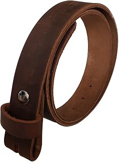 Buffalo Krazy Horse Genuine Full Grain Leather Casual Belt Strap No Buckle 1-1/2" 38mm Amish Handmade Brown 36"