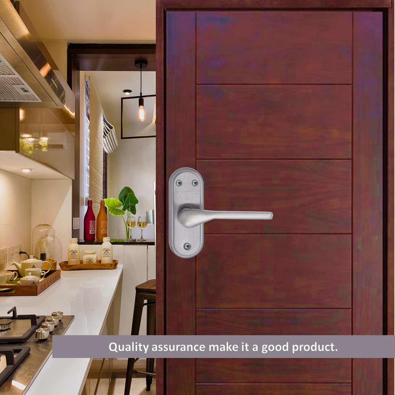Atom Stainless Steel Bathroom Door Lock, Mortise Door Handle with Baby Latch Lock, Silver Satin Finish, Keyless, Bathroom Lockset for Door, Balcony Toilet Washroom, Penta-Bl — Amazon image 6