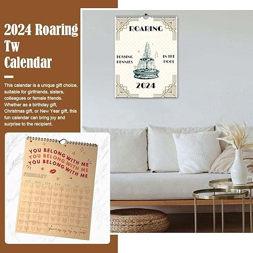 Miniatura 3 de Calendario de pared 2024 Roaring Twenties, calendario de letras TS 2024, calendario rugiente 2024, planificador mensual de 12 meses, calendario de