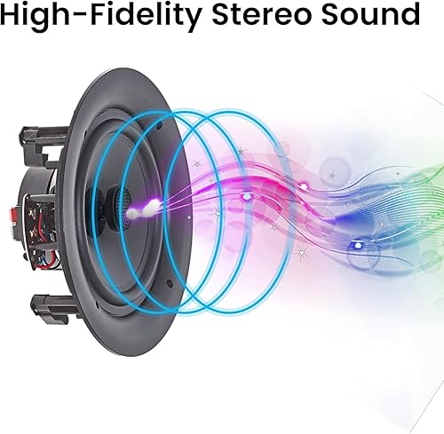 Miniatura 7 de Vaiyer Juego de 4 altavoces sin marco de 5.25 pulgadas, 8 ohmios y 200 vatios, montaje empotrado en la pared en el techo de 2 vías de graves medios,