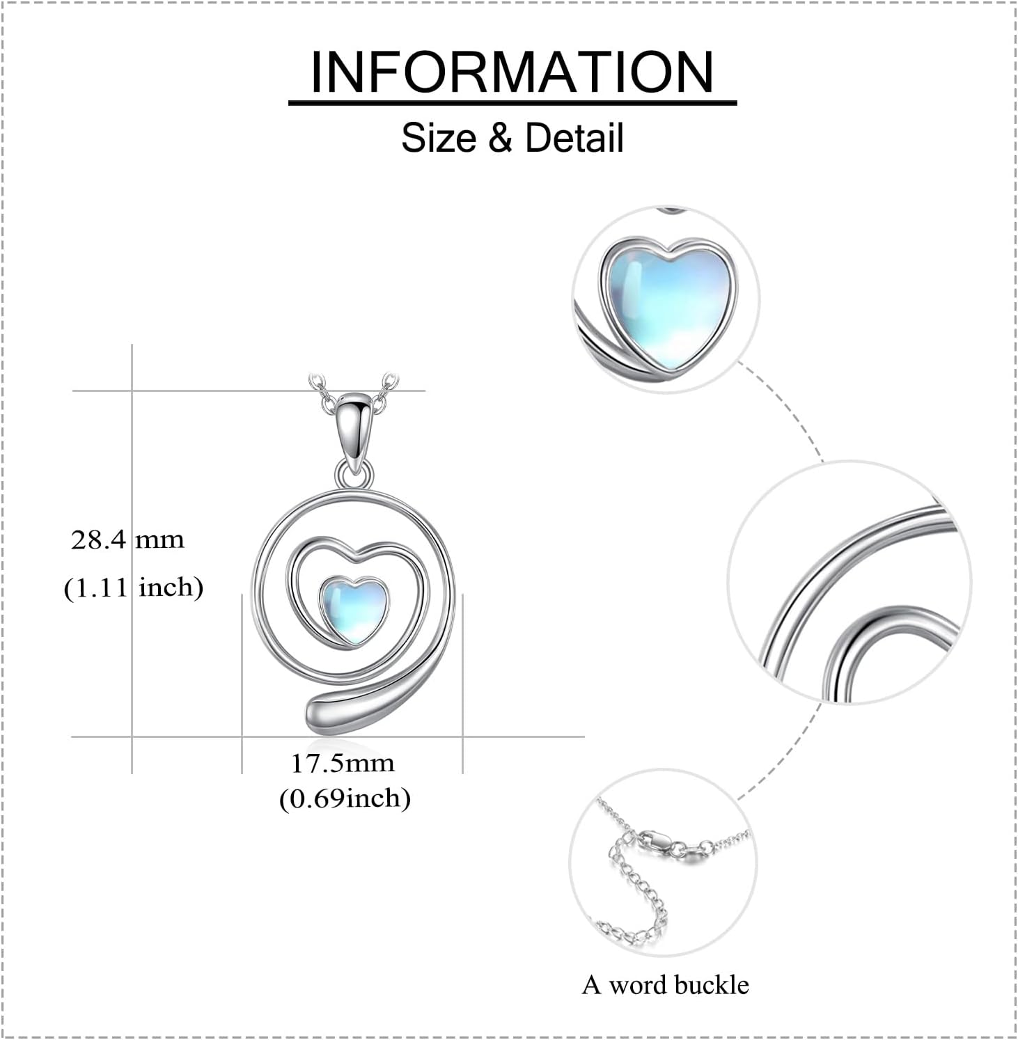 YAFEINI Ring Holder Necklace S925 Sterling Silver Moonstone Ring Holder Pendant Necklace Moonstone Jewelry Gifts for Women - Image 4