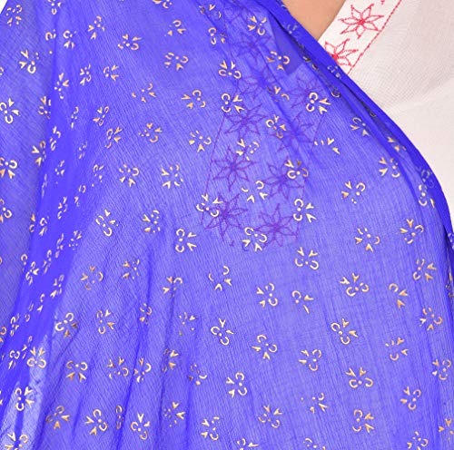 Image of YOUTHQUAKE Soft Chiffon Dupatta with Golden Foil Print & Tassels for Women & Girls