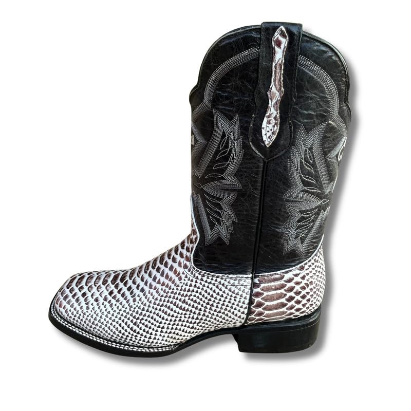 Image of Men's Alex Exotic Caiman Python Western Cowboy Boots Square Toe Pull On Tall Shaft bota de vaquero para hombre