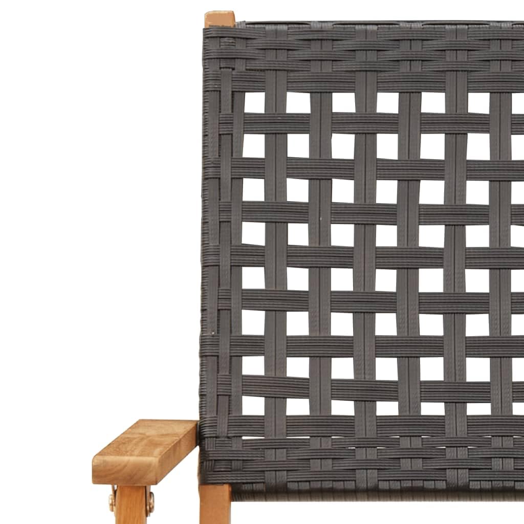 Gartenstühle 2er Set Schwarz, Massivholz Akazie & Poly Rattan, Klappbar, 54x57x91 cm, für Garten, Terrasse, Balkon, Hohe Tragfähigkeit