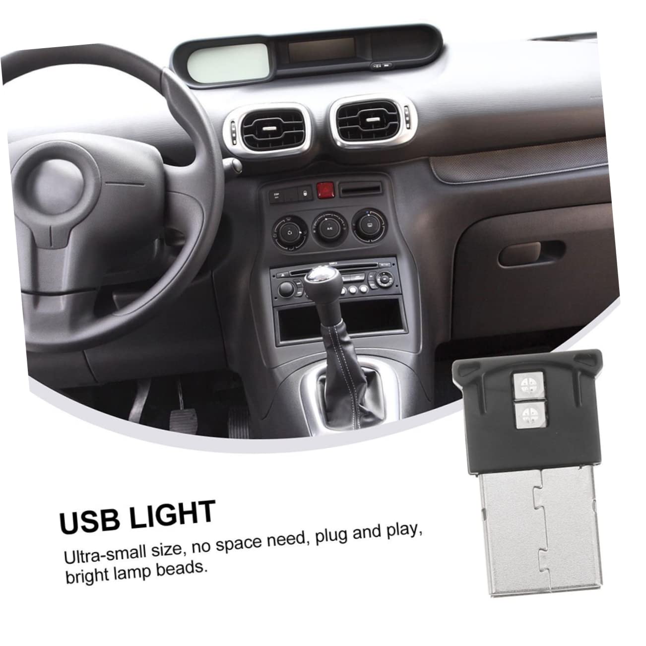 VINTORKY 2pcs USB Ambient Lighting Night Light Dimming RGB Car Interior USB Lamp for Automatic Activation Dark Environments for Cars Computers and Indoor Use