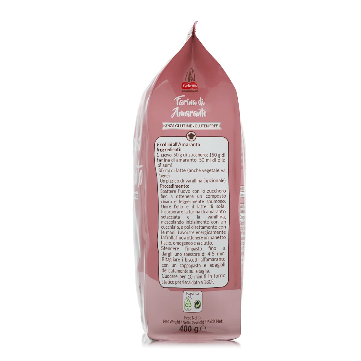 La Veronese | Farina di Amaranto, per Biscotti, Pane e Focacce, Senza Glutine, Ricca di Fibre e Proteine, Alimento Altamente Digeribile, Fortemente Aromatica, 4X400g