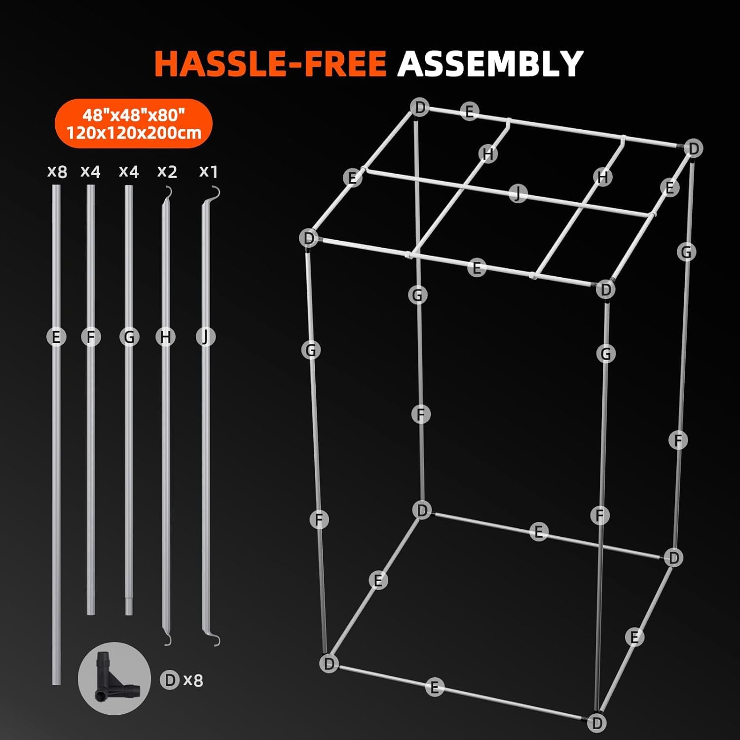 Spider Farmer Grow Tent 120x120x200CM (48"x48"x80"Inches,4'x4' FT) 1680D High Reflective Mylar Hydroponic Double Thicker Grow Tents with Observation Window and Floor Tray for Indoor Plant Growing - Image 9