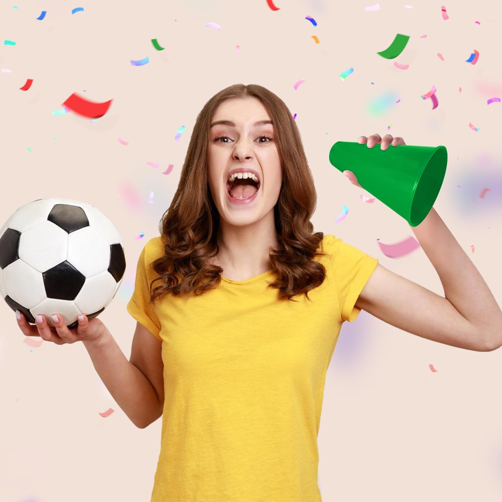 Lot de 30 mégaphones Cheer en plastique vert pour fête - Accessoire de fête pour l'école, les activités de plein air, les fêtes, le sport, les matchs (30, vert)