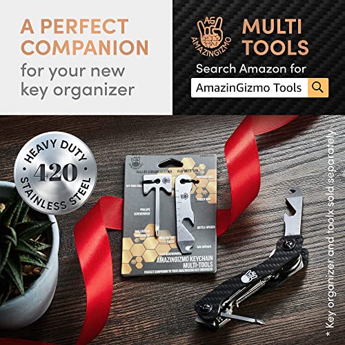 Amazingizmo Smart Key Holder & Key Organizer Keychain - House & Car Compact Black Multi Key Chain With Pocket Clip & Carabiner - Up To 12 Folding Keys & More #TOP6