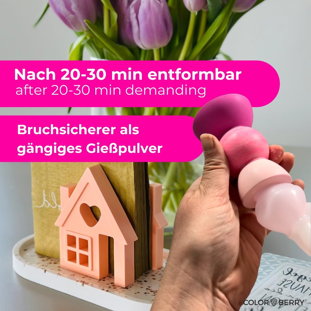 COLORBERRY JESIN 6kg Set - Gießpulver weiß Alternative aus 4kg Pulver & 2kg Gießmasse - Ersatz für Bastelbeton, Reliefgießpulver weiß, Resin & Gießbeton - Für Schmuckherstellung, Kunstwerke Gießharz