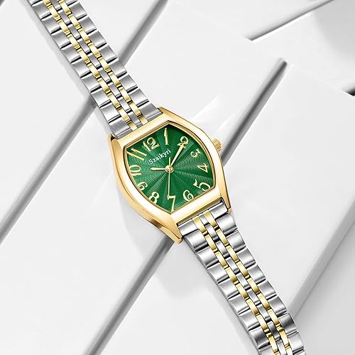 Miniatura 7 de Reloj en forma de barril para mujer con números arábigos fáciles de leer, reloj de vestir para mujer