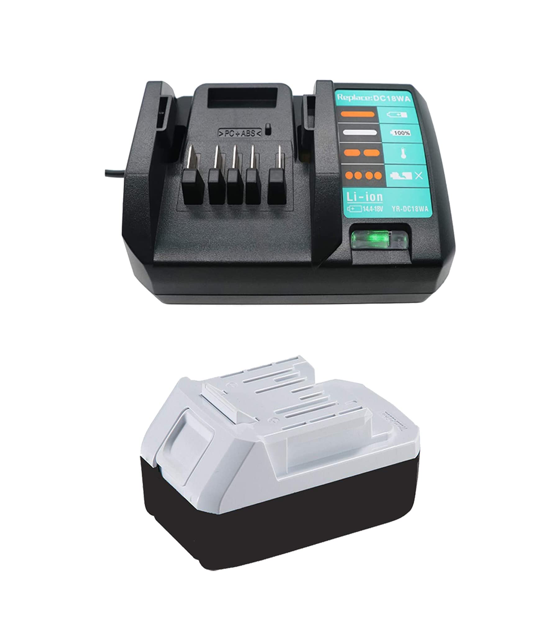 18V 2.0Ah BL1813G BL1820G Batterie + Chargeur DC18WA Remplacement BL1811G BL1815G HP457D TD127D DF457D JV183D UR180D CL183D DK18015 195608-4