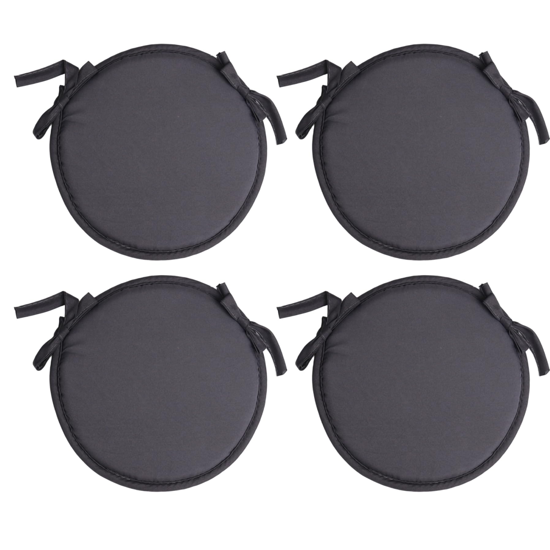 Coussin de siège rond lot de 4 gris foncé 38x38 cm en mousse pour chaise