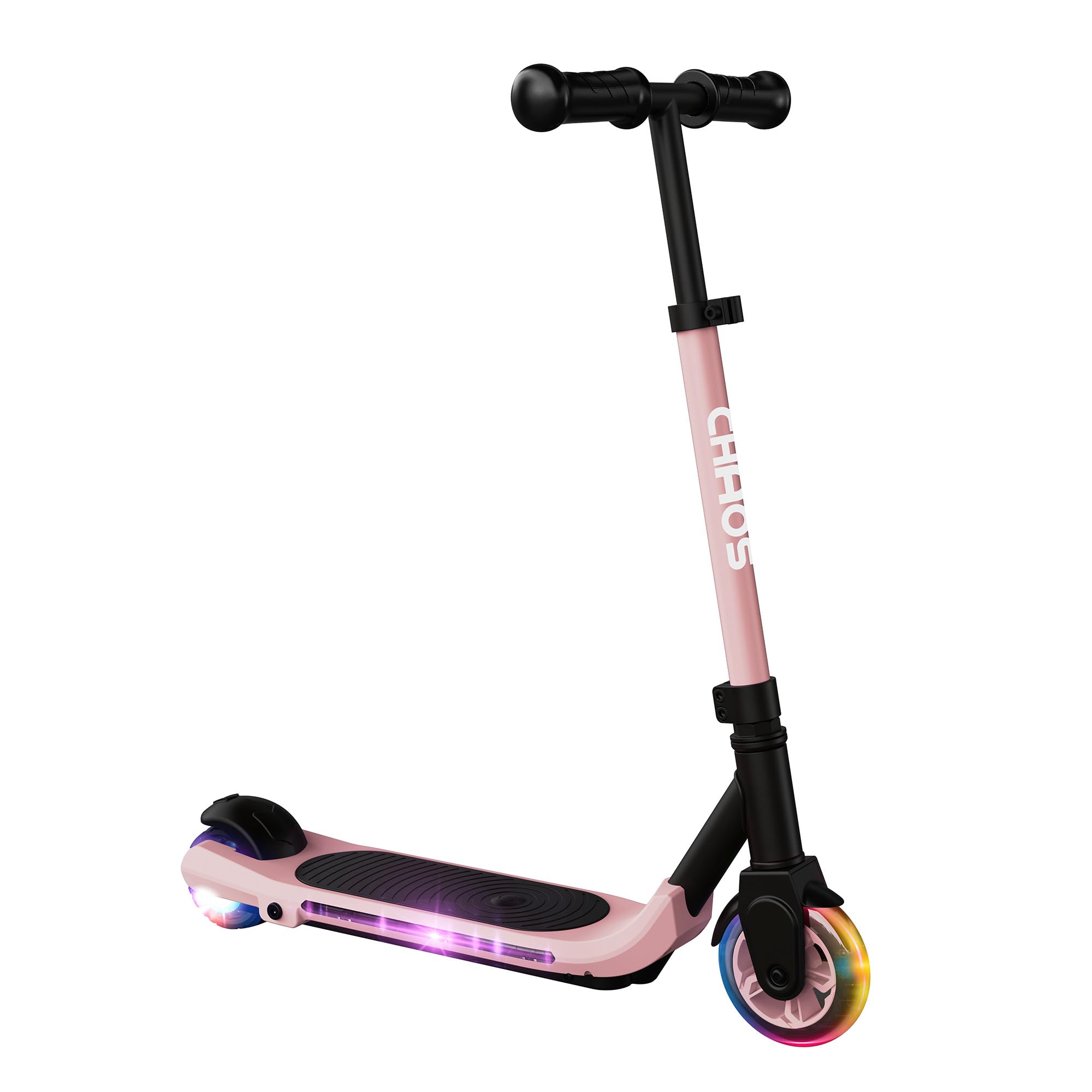 Chaos 60W Pink Kids Electric Scooter – LED Deck & Side Strip Lights, 5mph Ride-On Scooter for Children, Battery Powered