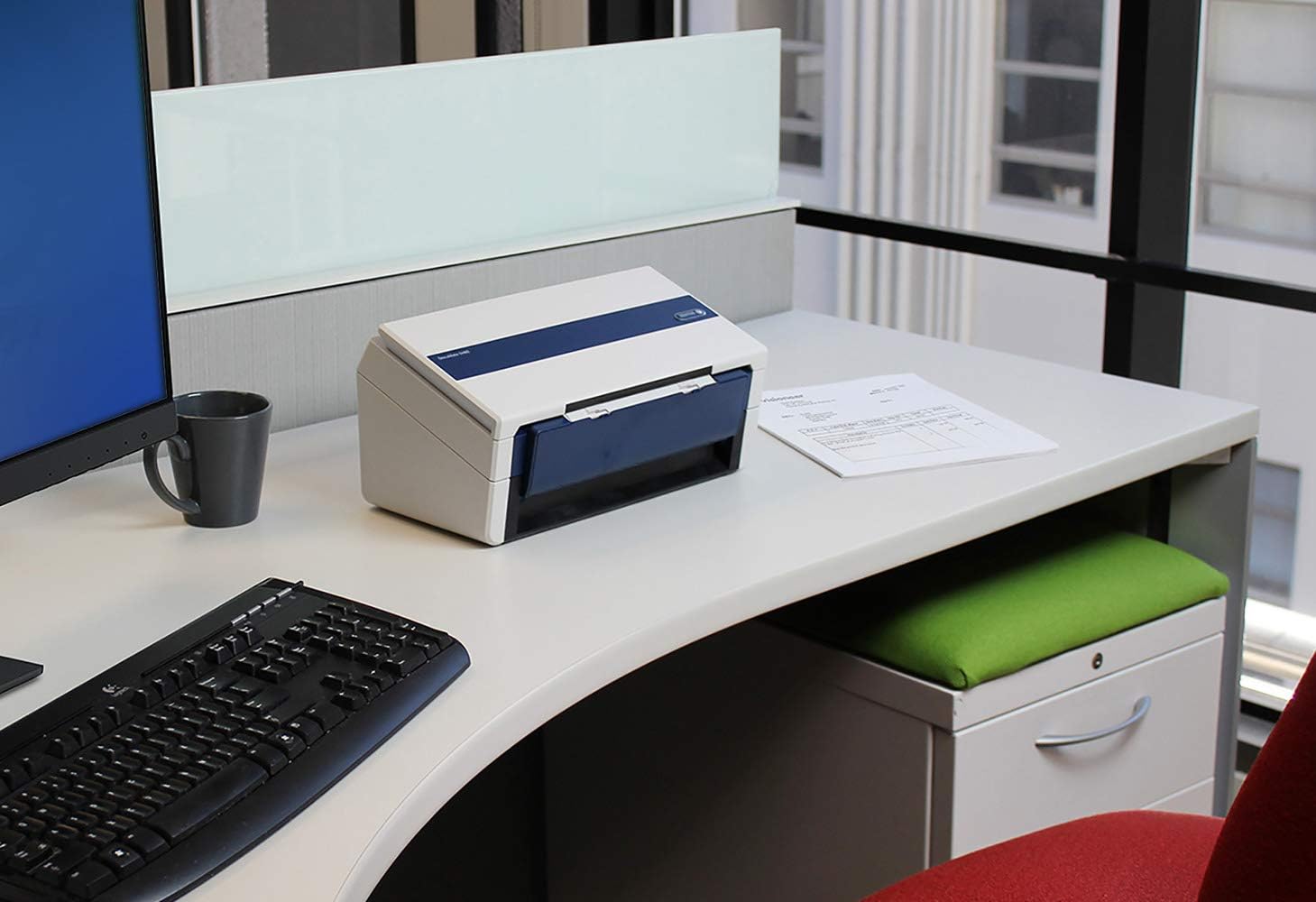 Visioneer Xerox DocuMate 6440 Duplex Document Scanner for PC and Mac, Automatic Document Feeder (ADF), White & Navy (XDM6440-U)