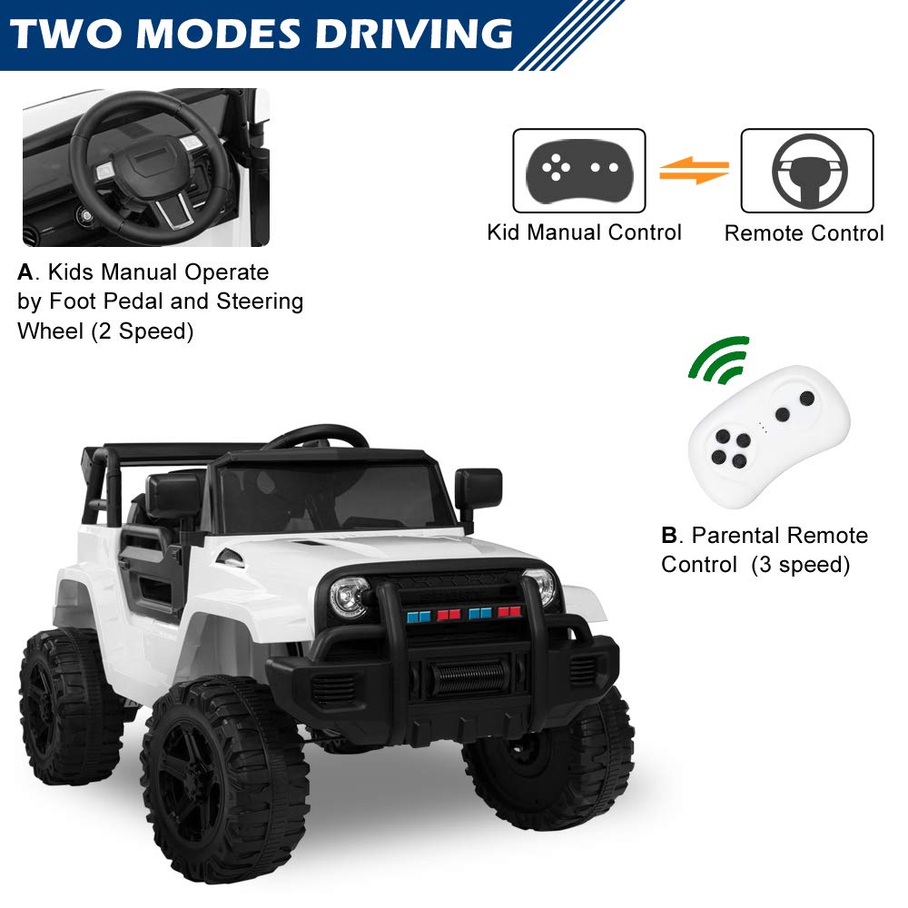 JOYMOR Ride on Truck with Remote Control, 4 Wheels 12V Battery Powered