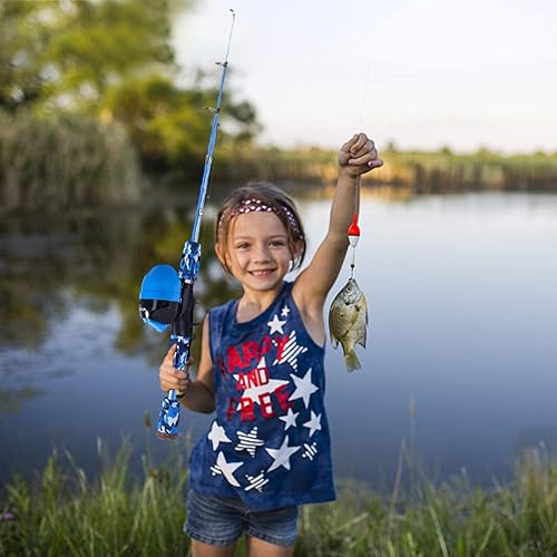 Miniatura 7 de Juego de caña de pescar telescópica y portátil, kit de caña y carrete Spincast para niños y jóvenes