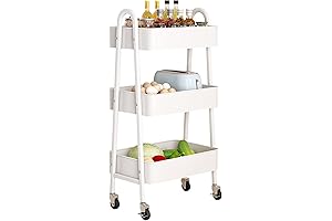 Fruit and Vegetable Stackable 3 Tier Wire Shelving on Casters