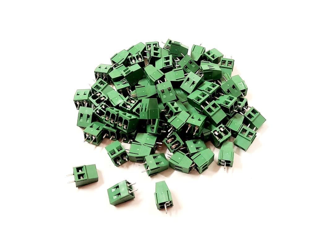 100PCS 2 Pin Green PCB Mount Screw Terminal Block Connector YX-128, 5mm Pitch, AC 300V, 10A, 14-22 AWG-picture-22