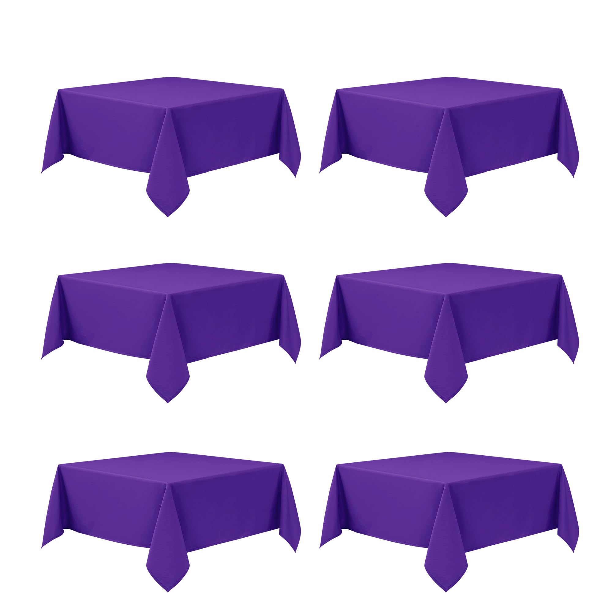 6-Pack Purple Tablecloths for Square Tables, 54 x 54 Inches