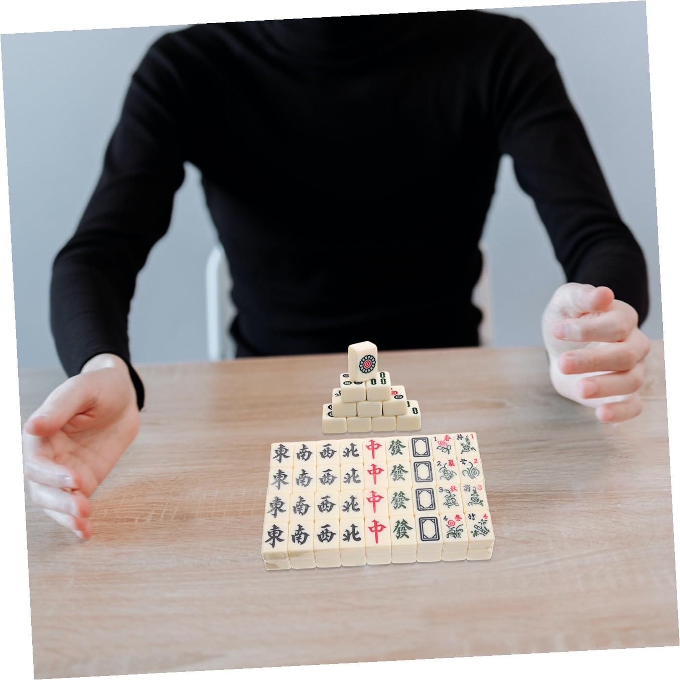 Yardwe Mini Mahjong Set Tragbar Kompakt Leichtgewichtiges Reisespiel Chinesisches Mahjong Kit Für Familienpartys Und Freizeitspaß