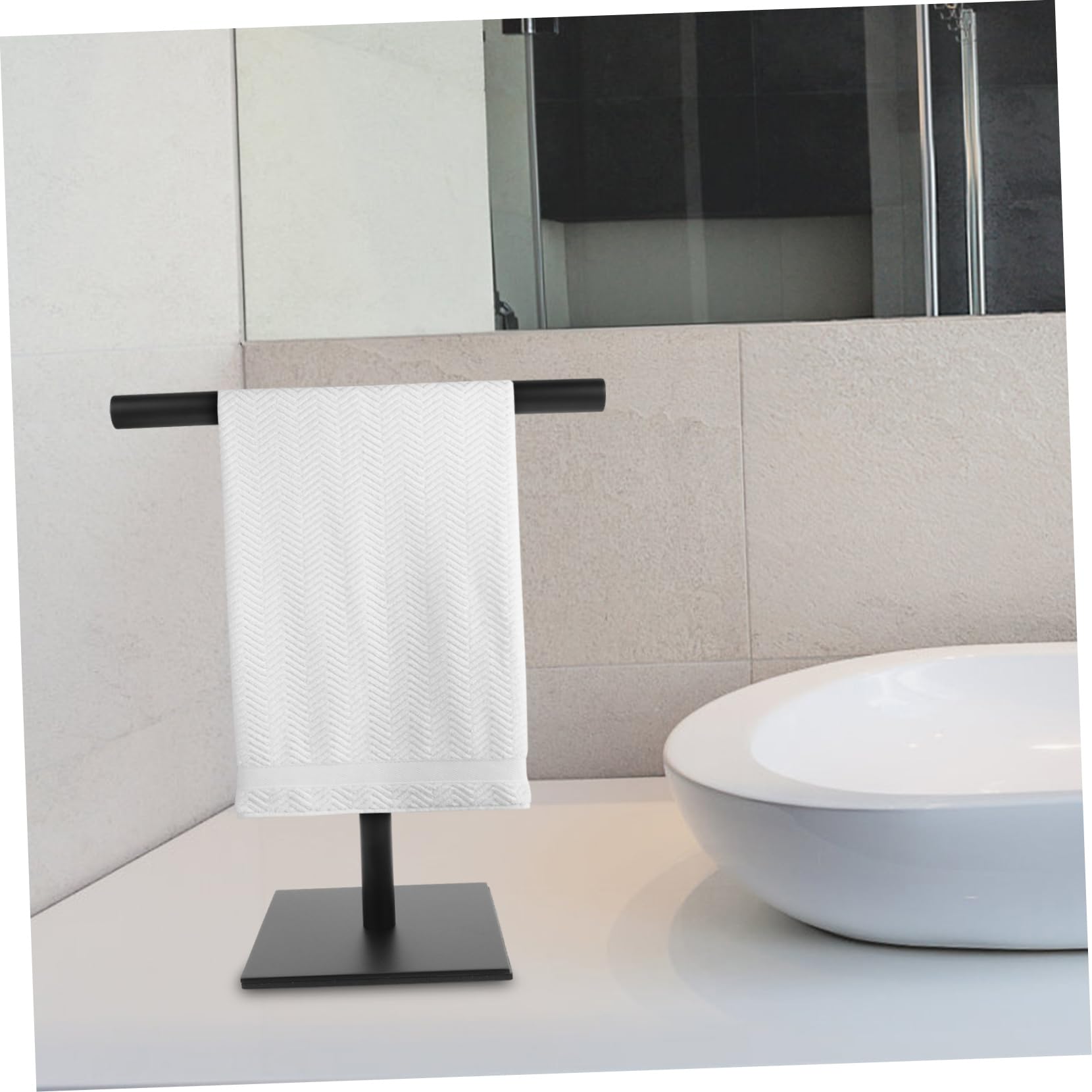 UKCOCO Toallero de Pie de Acero Inoxidable en Forma de T para Baño y Cocina, Soporte Vertical para Toallas Base Estable, Diseño Simple y Ahorro de Espacio