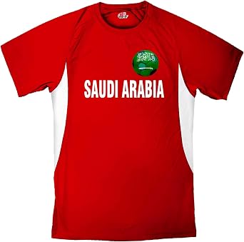 Custom Saudi Arabia Soccer Ball 1 Jersey Youth Medium in Scarlet Red and White