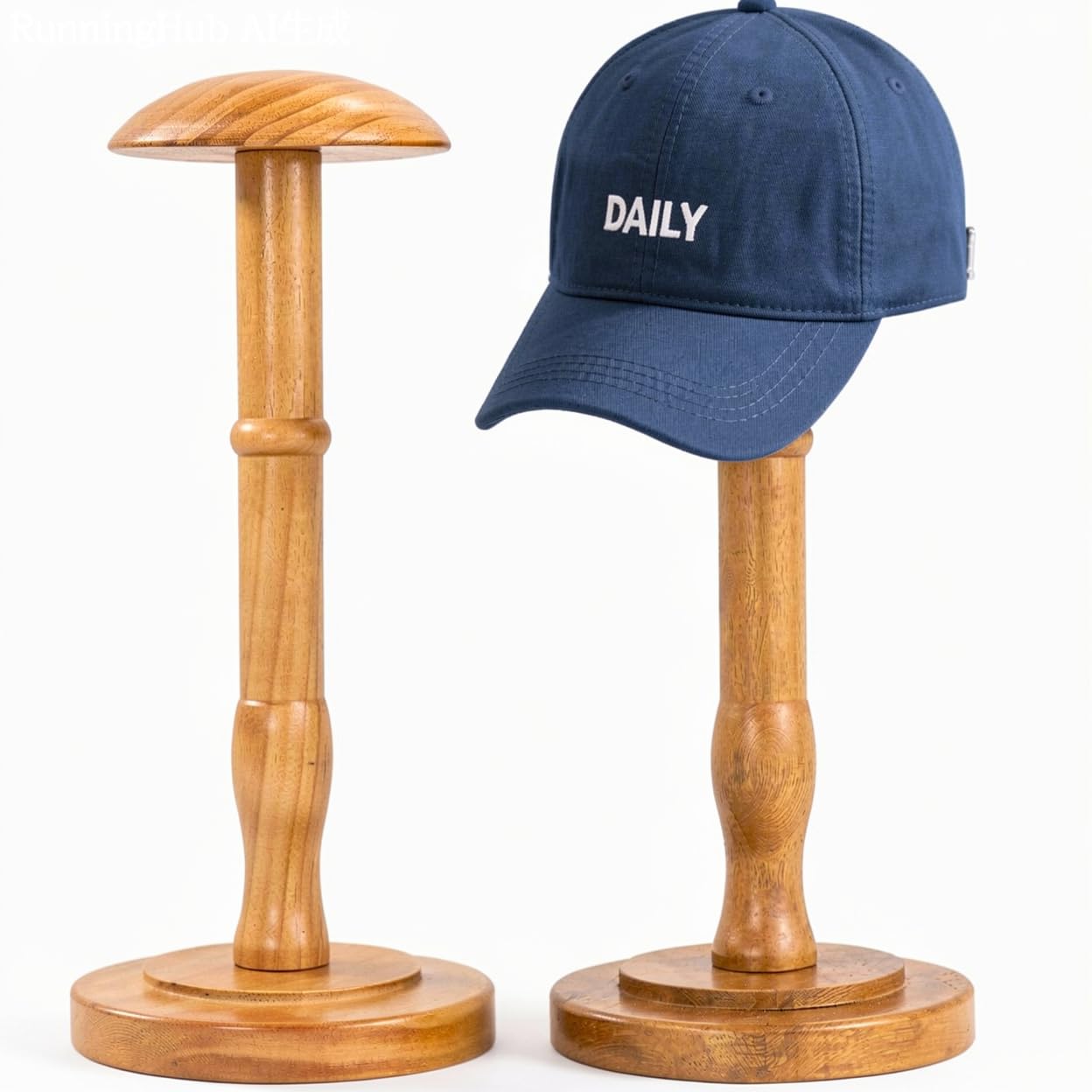 Présentoir de chapeaux en bois pour Fedoras et perruques Tang's