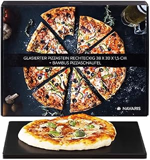 Navaris XL Kamień do pieczenia pizzy glazurowany kwadratowy kordieryt, do grilla, piekarnika do przygotowywania, serwowania pizzy, chleba, sera 38 x 30 x 1,5 cm