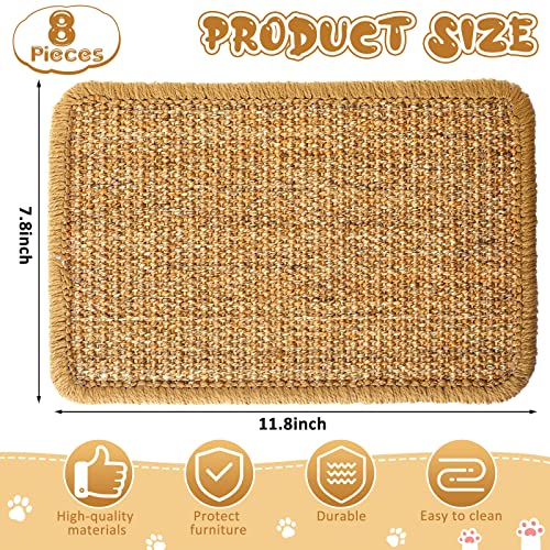 8 Pieces Cat Scratcher Mat With Adhesive Loop Tape Scratch Mat For Cat 7.8 X 11.8 Inch Sisal Cats Scratch Mats Cat Scratch Pad Sisal Mat Horizontal Cat Scratching Pad Rug #TOP1