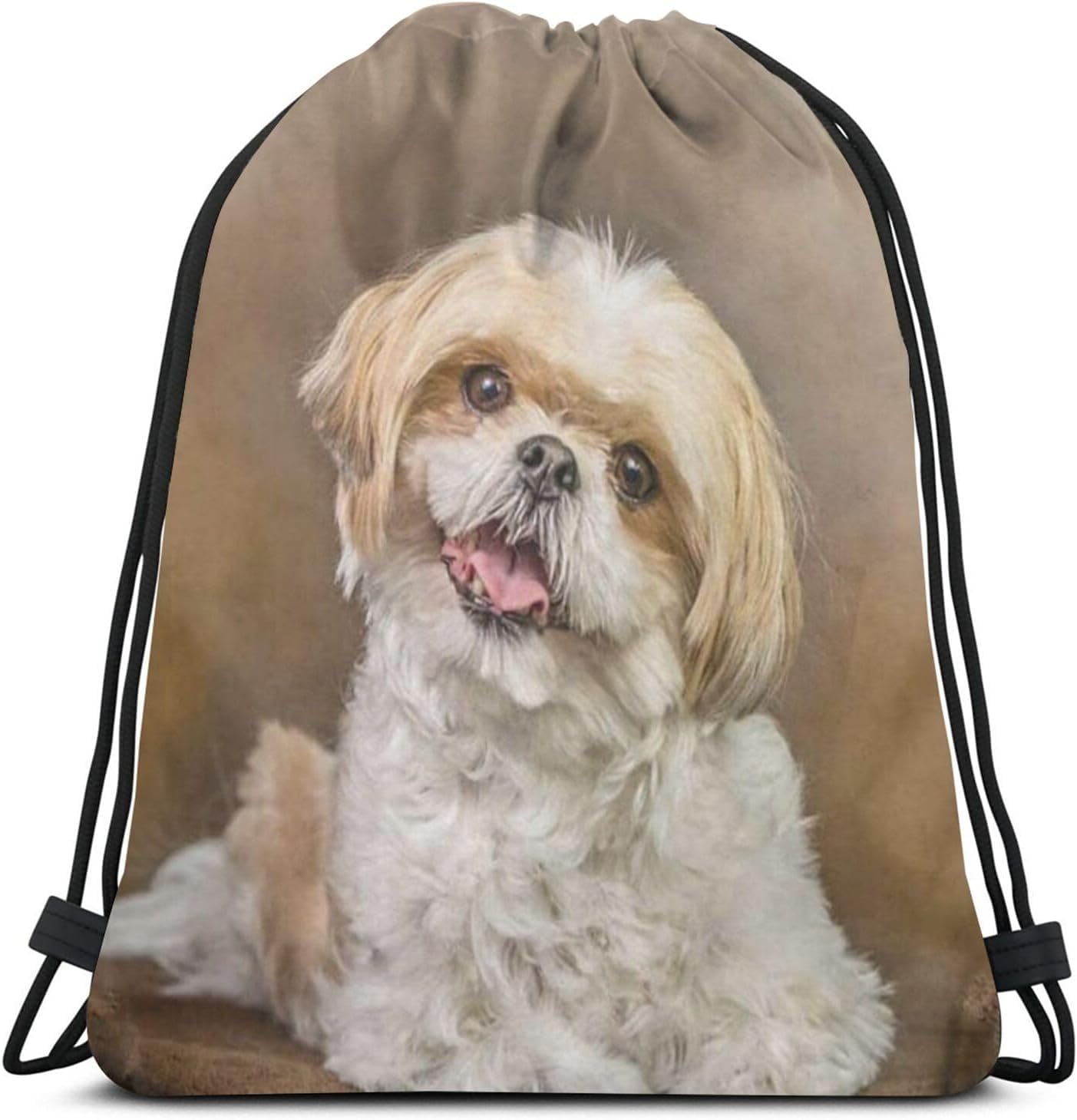 [RFSHOOP] かわいい シーズー犬 ジムサック ナップサック 引きひも袋 コットンポーチ巾着袋 体操着袋 シューズケース 防水 運動トレーニングunisex 大容量巾着袋