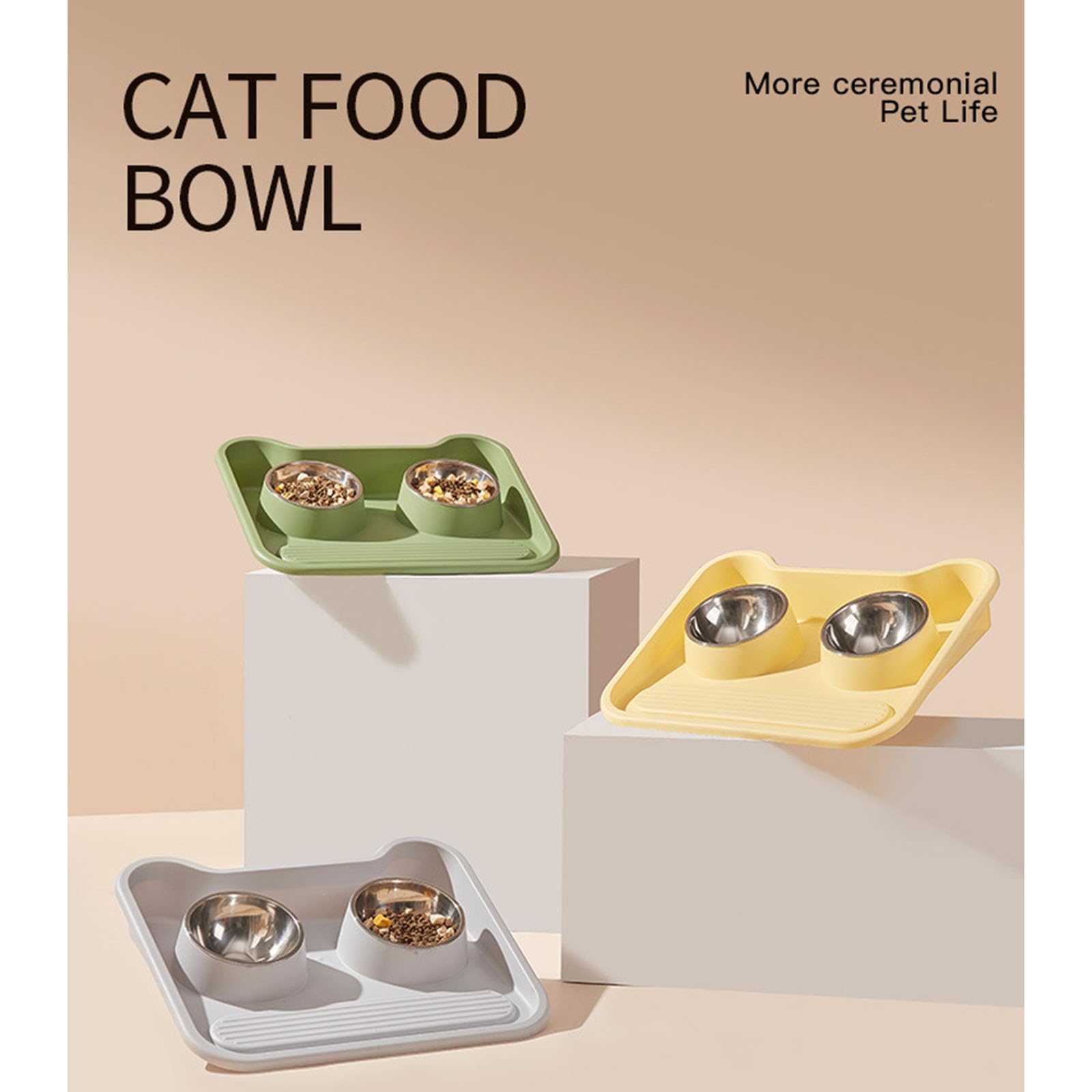 Ciotole per Gatti Rialzate Doppie Ciotole Antiscivolo Rialzate Ciotola per Acqua per Gatti Contenitore per Alimenti per Cani Vassoio per Cibo per Animali Domestici Ciotola per Acqua per da