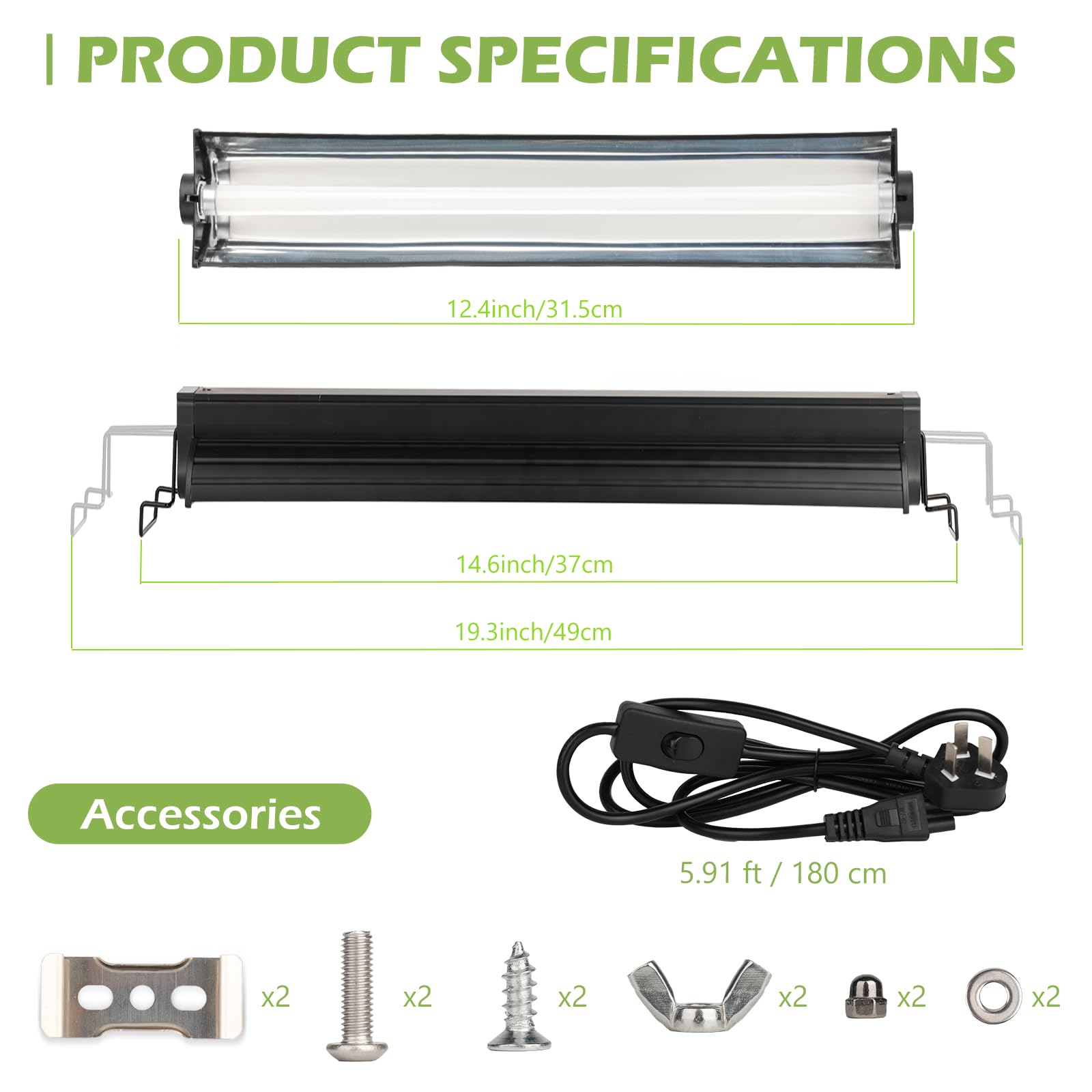 T5 UVB Reptile Light Fixture, UVA Light for Reptiles Bearded Dragon, 10.0 Bulb Therapy Terrarium Lamp Kit for Lizard Chameleon Gecko Turtle 8W - image 6