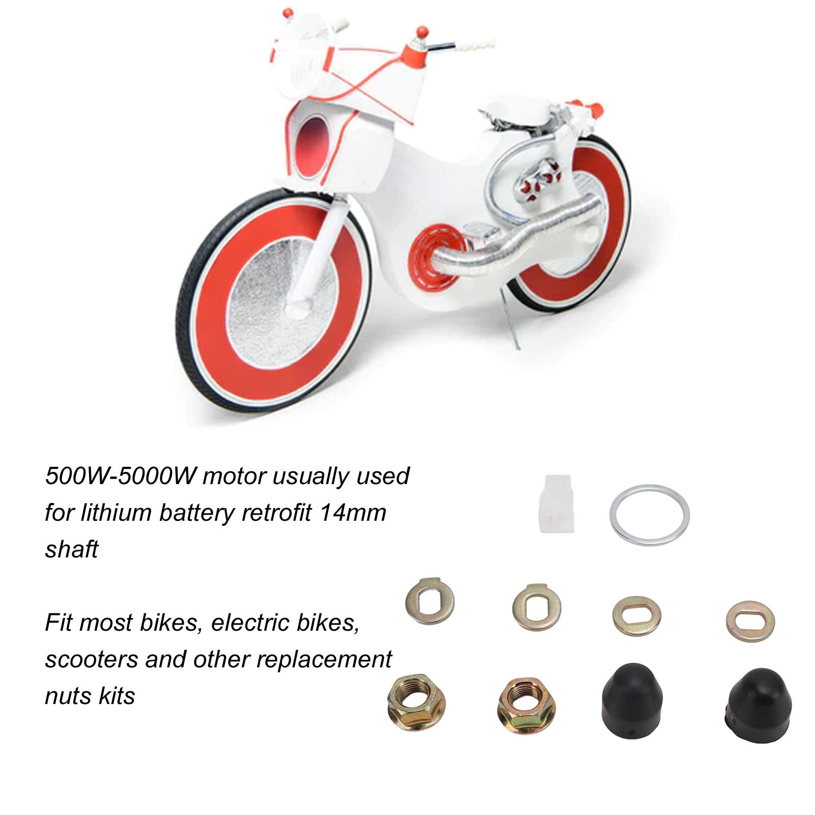Kit D'écrous Pour Moteur De Vélo – Acier M14 Pour Essieu 14 Mm – Compatible 500W-5000W – Vélos électriques, Scooters – Rondelles Et Protections Incluses