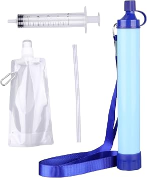 10000 Gallons Outdoor Personal Water Filter,Ultralight 0.01Micron 4-Stage Filtration System Portable Water Purifier Survival Straws for Outdoor Travel Wilderness Expedition and Emergency situations